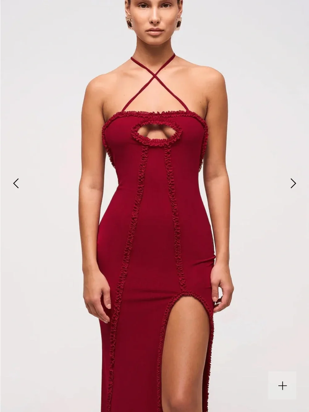 Murci Red Strappy Maxi Dress with Front Slit - Picture 5 of 8